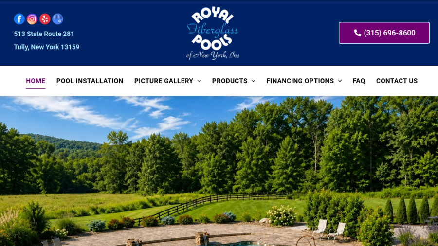 Royal Fiberglass Pools of NY Inc. website