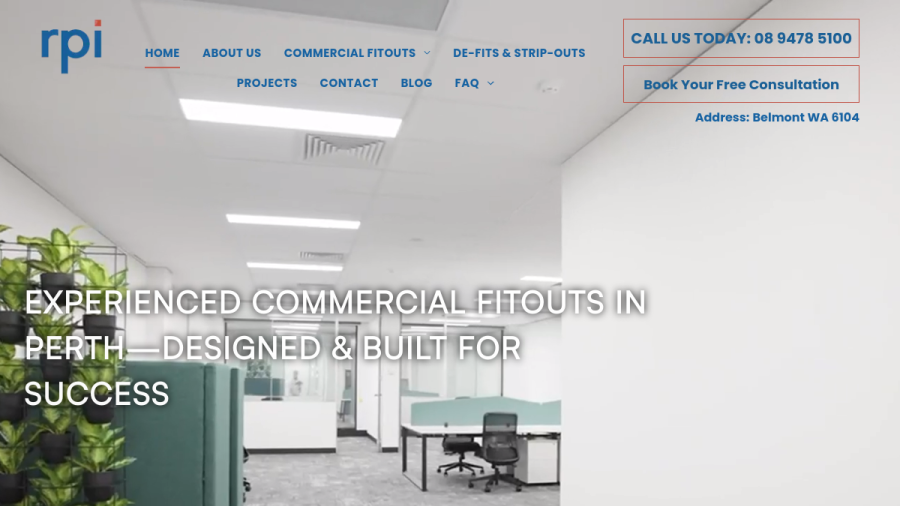 Screenshot of the RP Interiors website