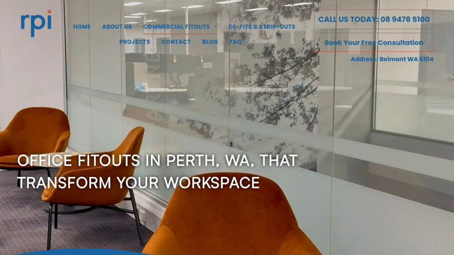 Screenshot of the RP Interiors website