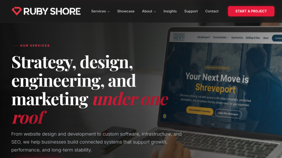 Screenshot of the Ruby Shore Software website