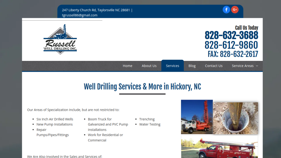 Russell Well Drilling website