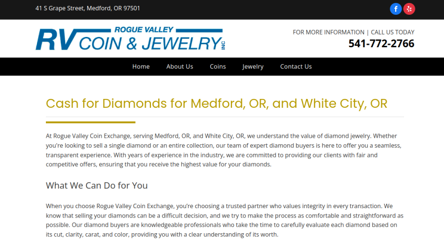 Rogue Valley Coin Exchange website