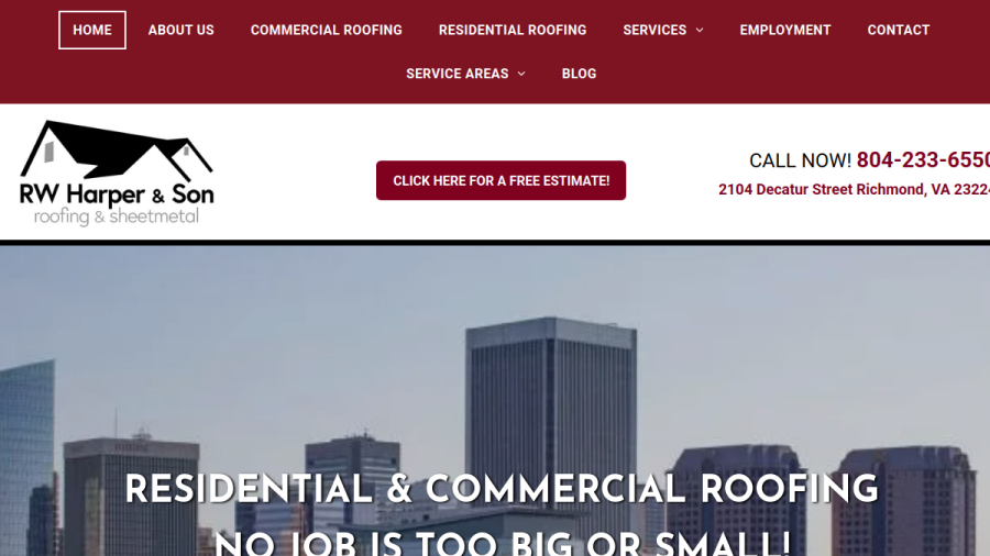 Screenshot of the RW Harper & Son website