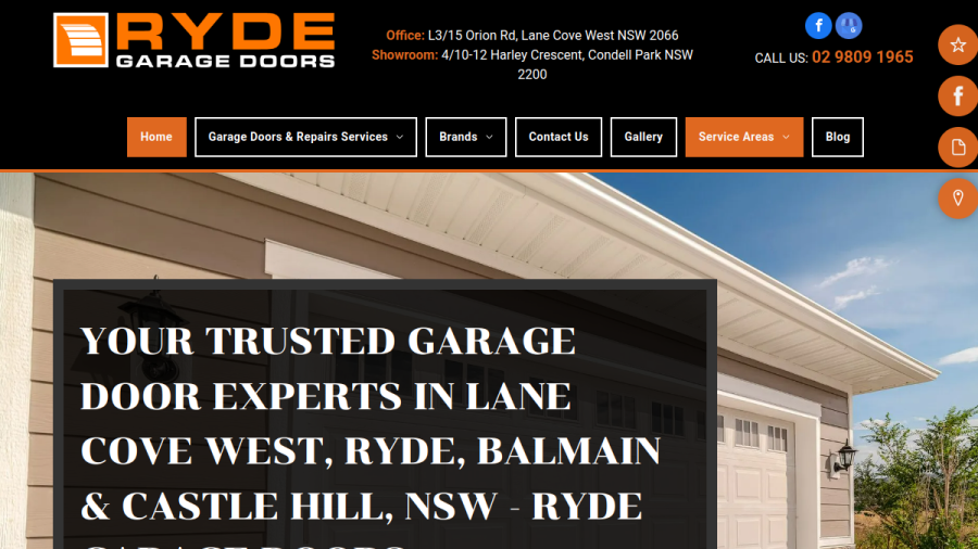 Ryde Garage Doors Pty Ltd website