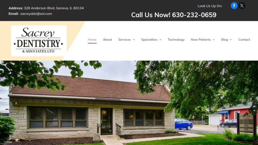 Screenshot of the Sacrey & Sacrey Dentistry website