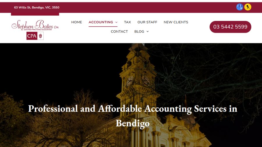 Screenshot of Stephen Bates CPA website