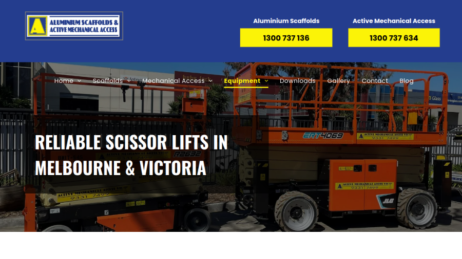 Aluminium Scaffolds (Vic) Pty Ltd website screenshot