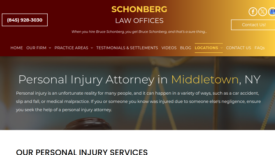 Screenshot of the Schonberg Law Offices website