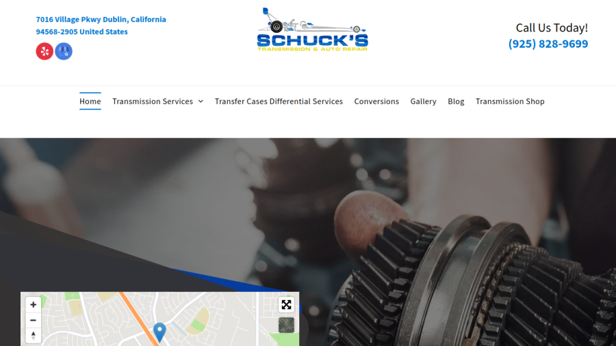 Screenshot of the Schuck's Transmissions website