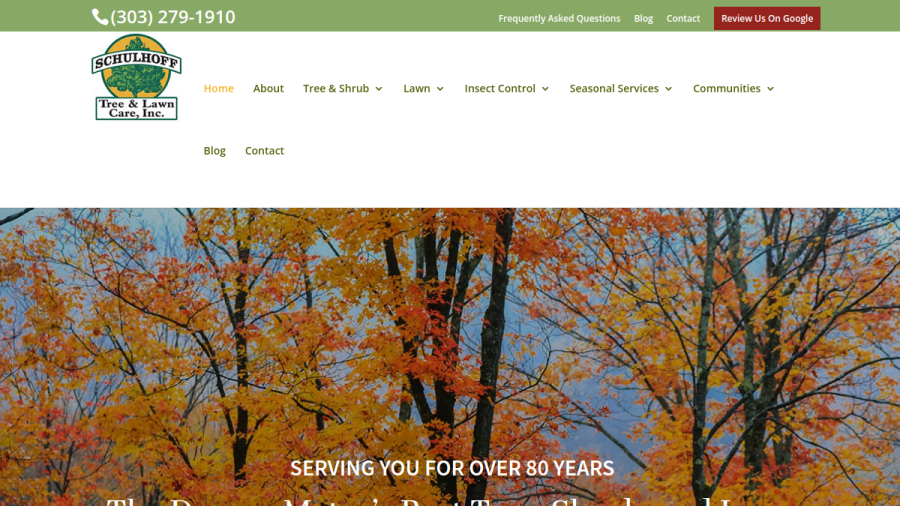 Screenshot of the Schulhoff Tree & Lawn Care, Inc. website