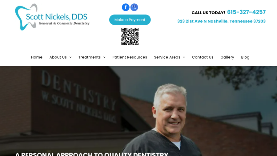 Website screenshot of Scott Nickels, DDS