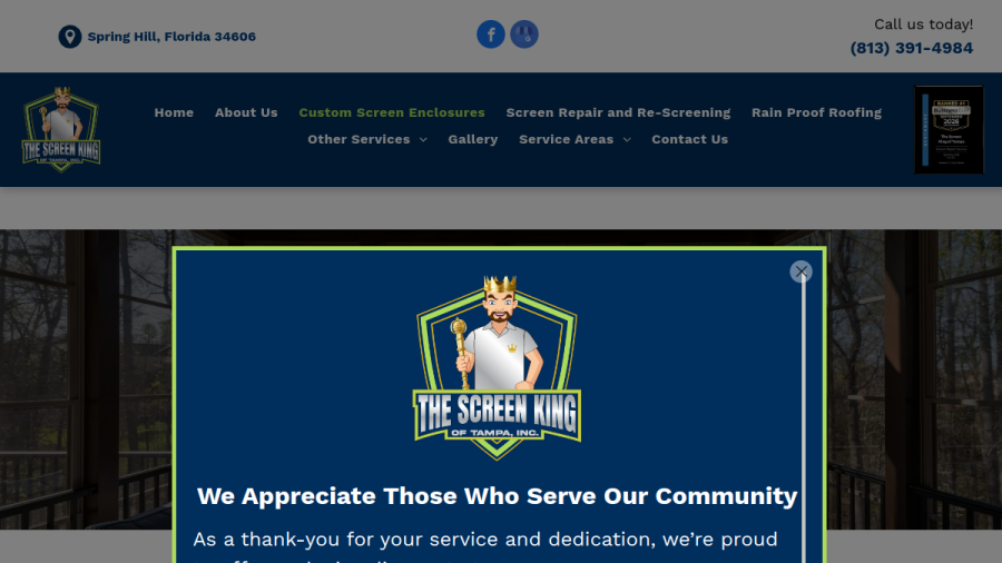 The Screen King of Tampa website