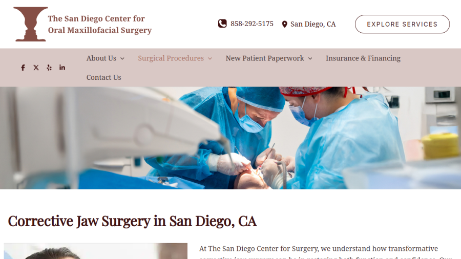 The San Diego Center for Oral & Maxillofacial Surgery website