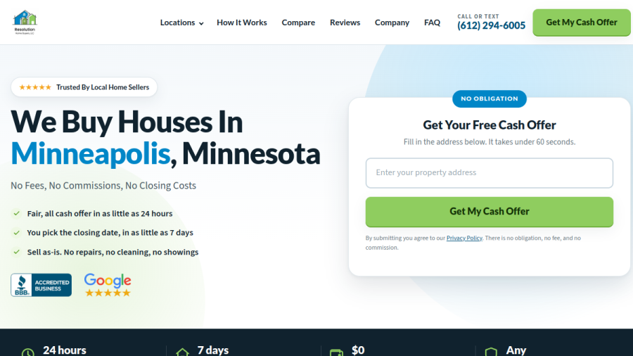 Resolution Home Buyers website