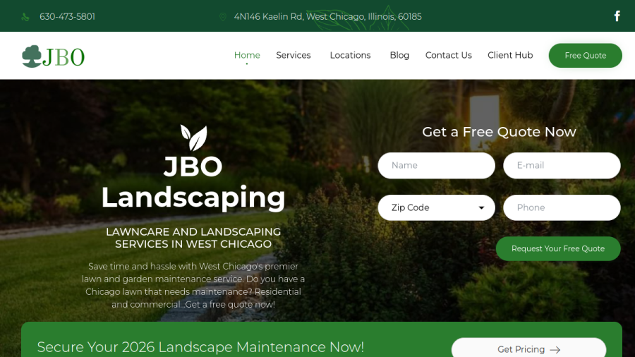 Screenshot of the JBO Services website