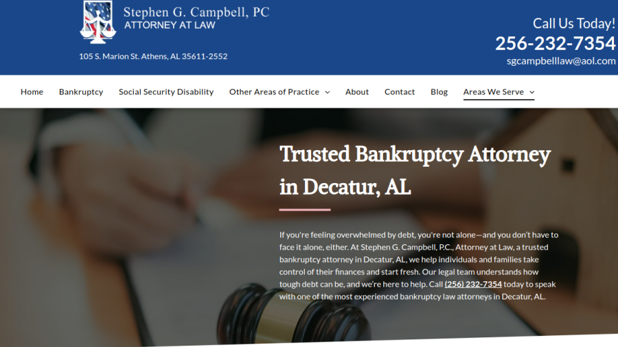 Website screenshot of Stephen G Campbell, PC
