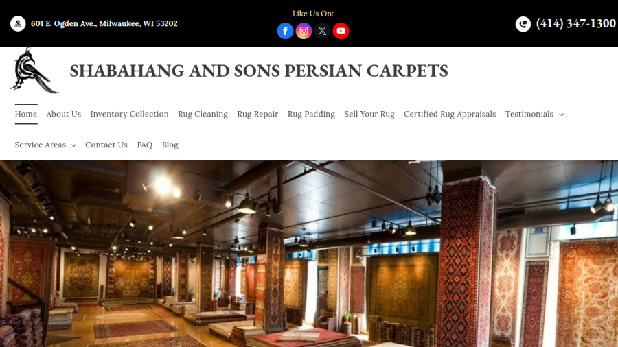Screenshot of the Shabahang and Sons Persian Carpets website