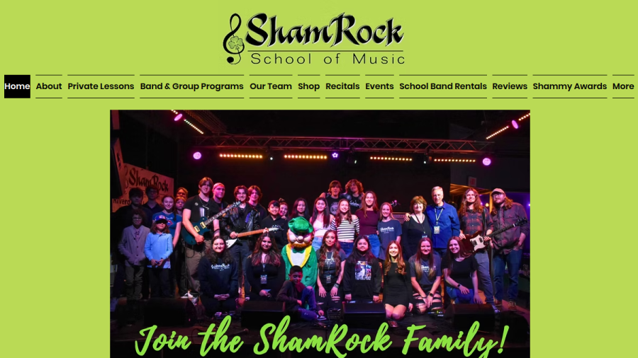 Screenshot of Shamrock School of Music website