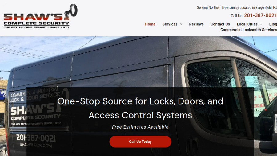 Screenshot of the Shaw's Lock Service website