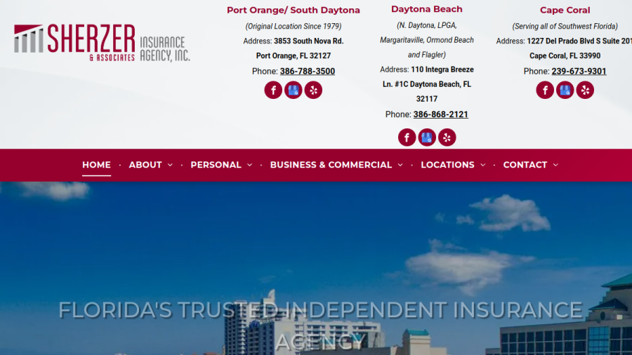 Screenshot of the Sherzer & Associates website