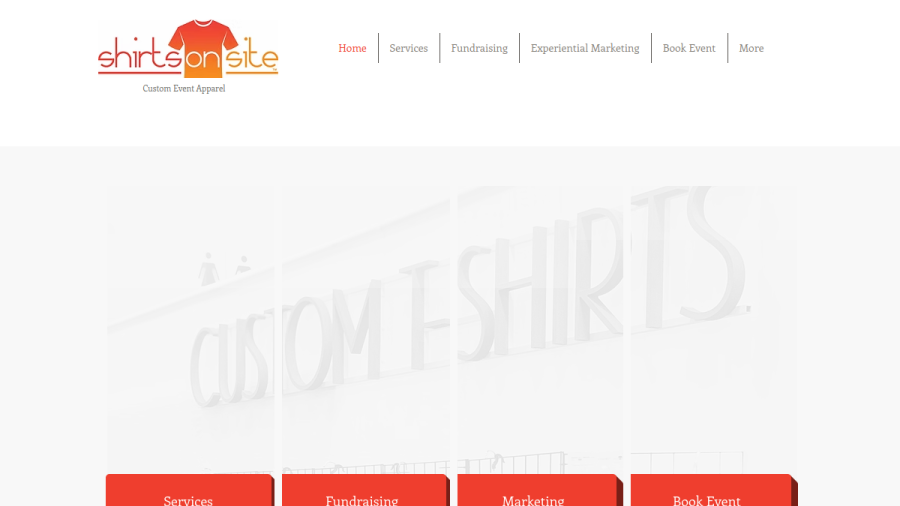Screenshot of the Shirts On Site Inc. website