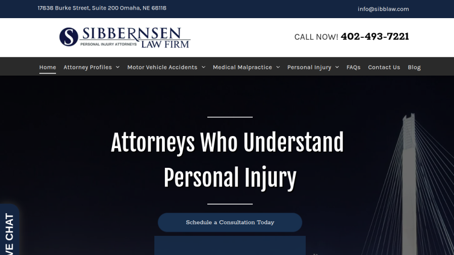 Screenshot of the Sibbernsen Law Firm P.C. website