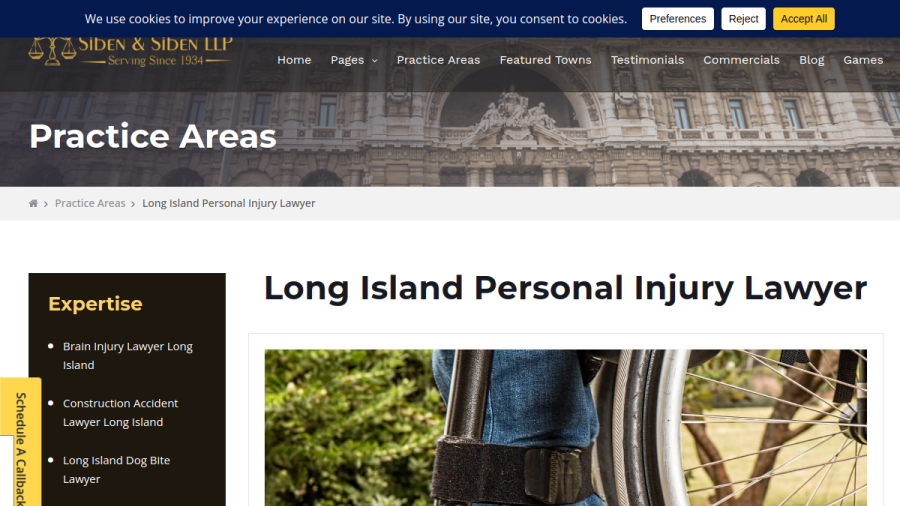 Website screenshot of Siben & Siben LLP