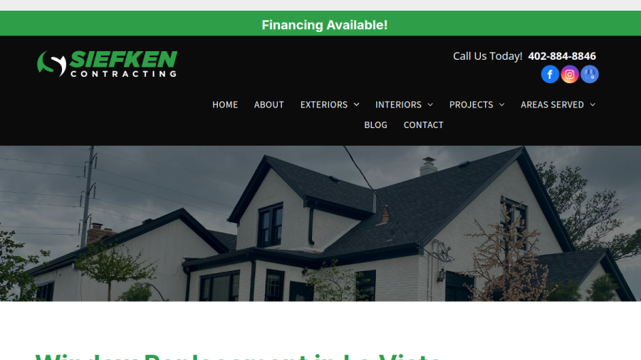 Screenshot of the Siefken Contracting website