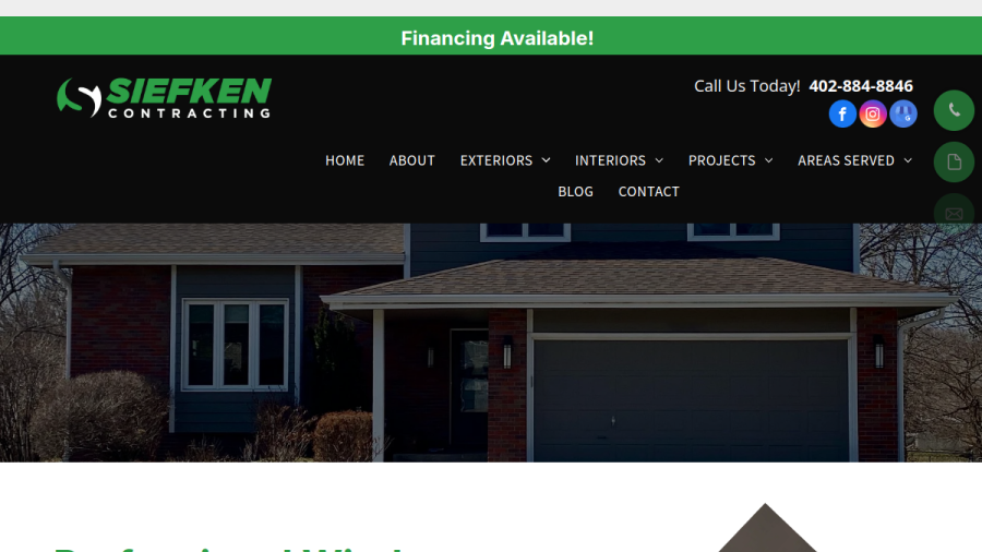 Screenshot of Siefken Contracting website