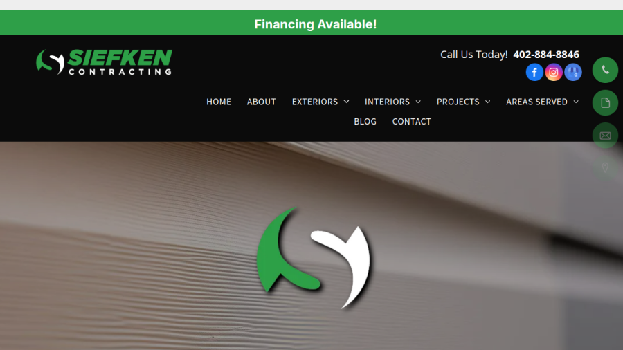 Screenshot of Siefken Contracting website