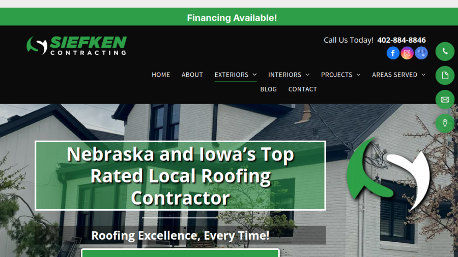 Screenshot of the Siefken Contracting website