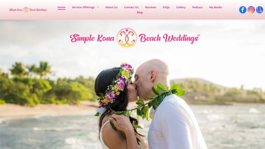 Screenshot of the Simple Kona Beach Weddings website