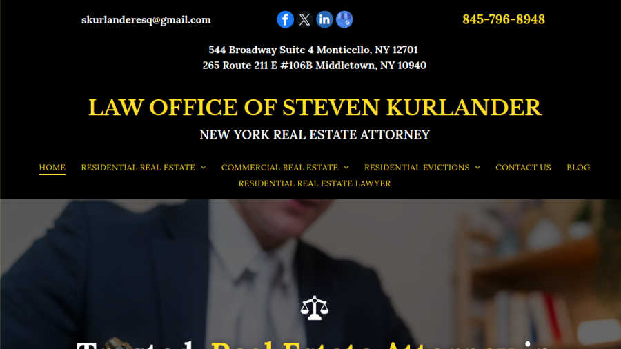 Screenshot of the Law Office of Steven Kurlander website