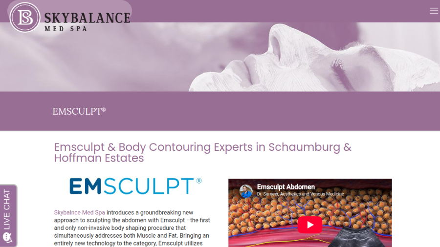 Screenshot of SkyBalance Med Spa website