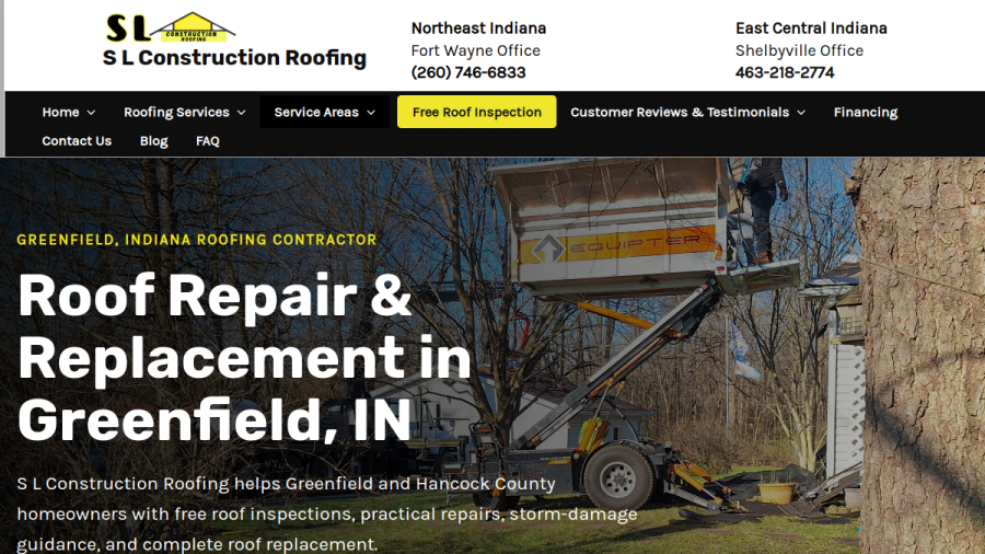 Screenshot of the SL Construction website