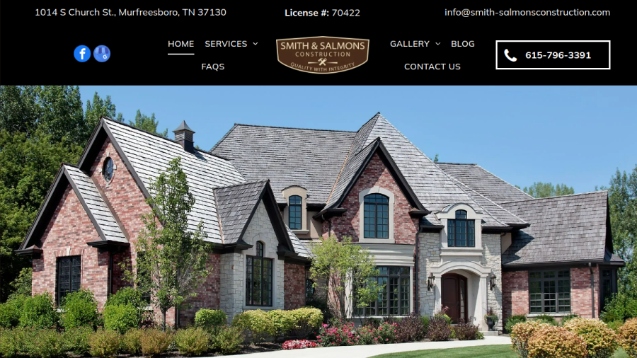 Screenshot of the Smith & Salmons Construction website