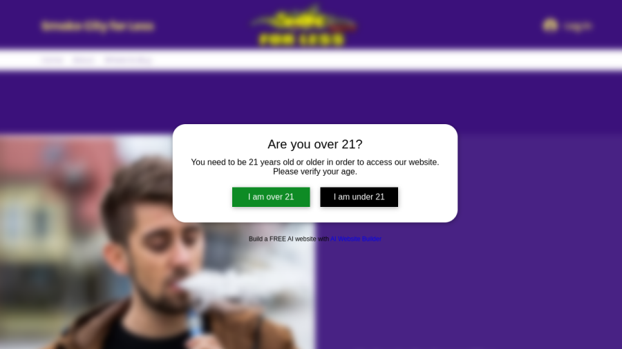 Screenshot of the Smoke City For Less website