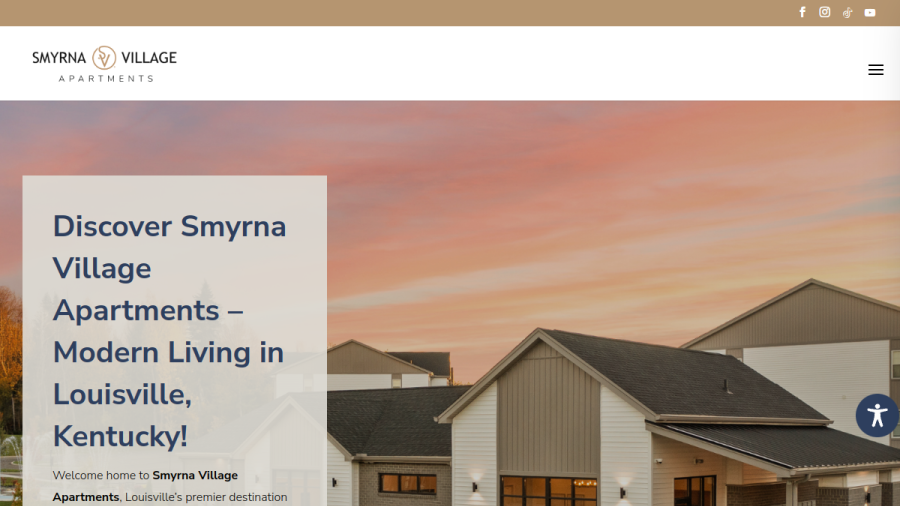 Screenshot of the Smyrna Village Apartments website