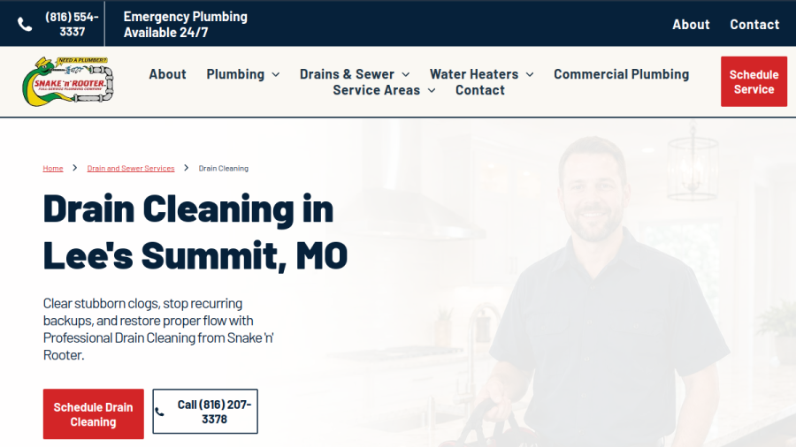 Snake 'n' Rooter Plumbing Company website