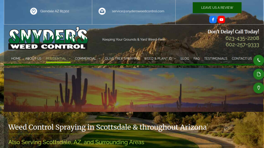 Screenshot of the Snyder's Weed Control website