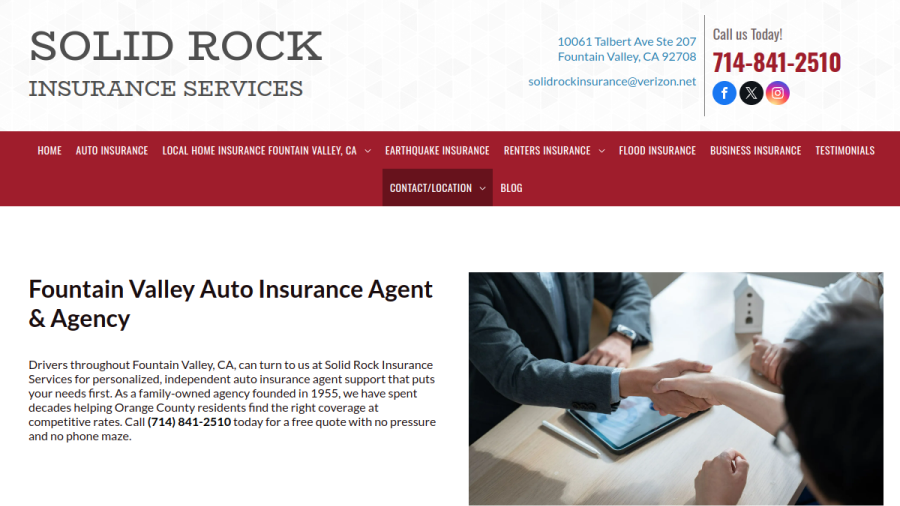 Solid Rock Insurance website screenshot