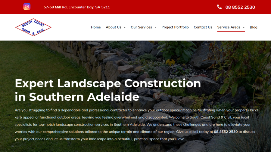 South Coast Sand & Civil website