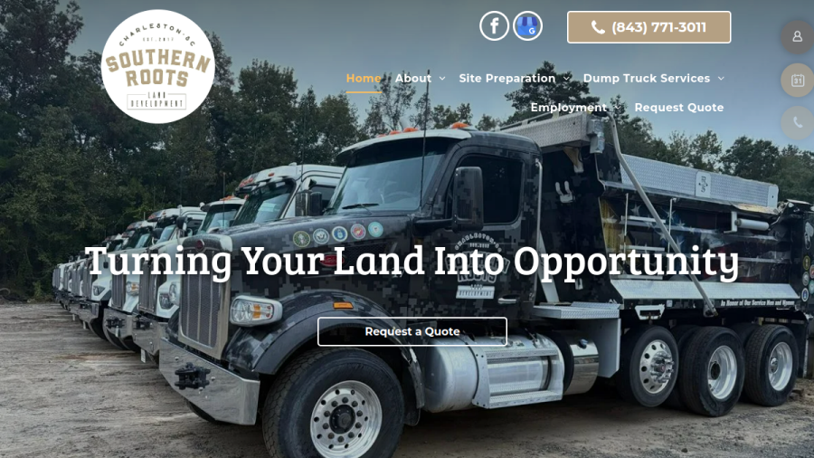 Southern Roots Land Development website screenshot