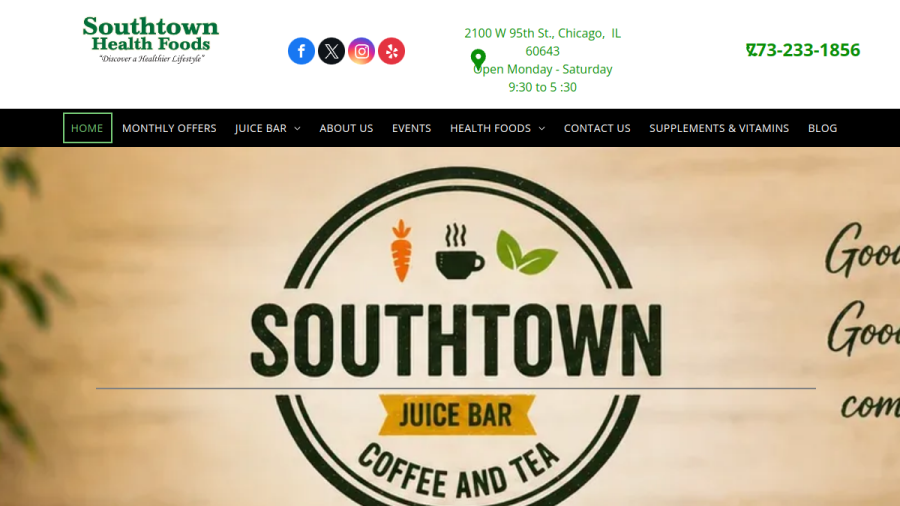 Screenshot of the Southtown Health Foods website