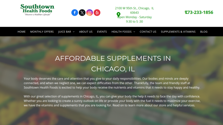 Southtown Health Foods website