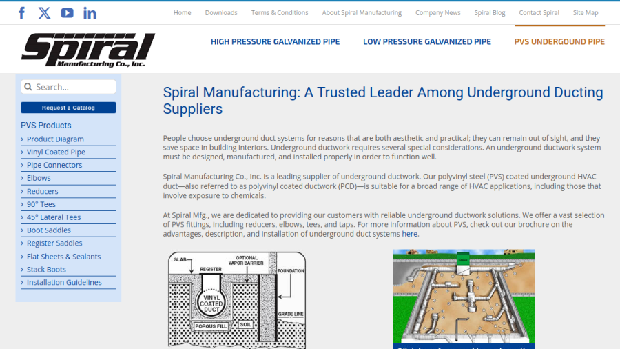 Website screenshot of Spiral Manufacturing Co., Inc.
