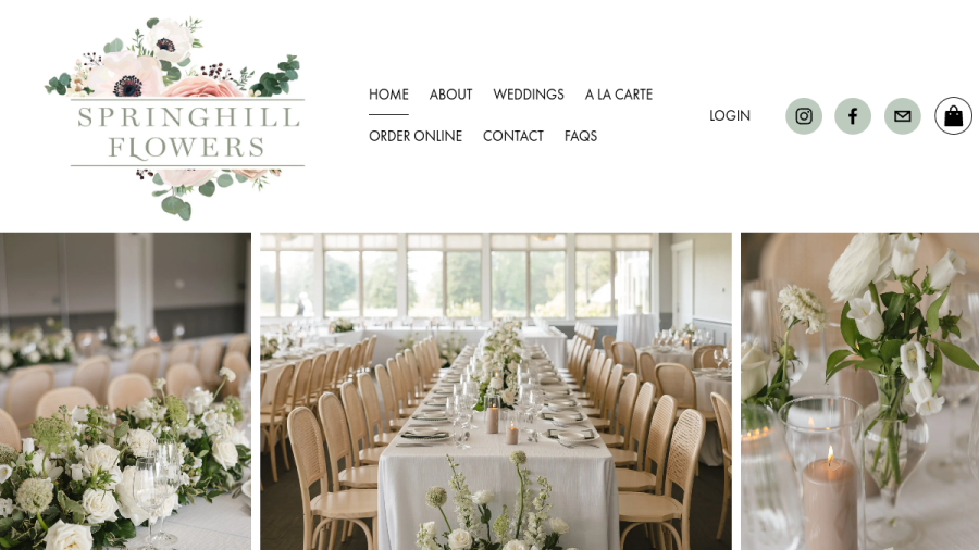 Screenshot of the Springhill Flowers website
