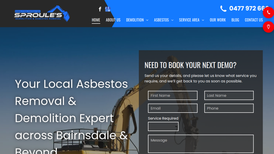 Sproules Demolition & Asbestos Removal PTY LTD website