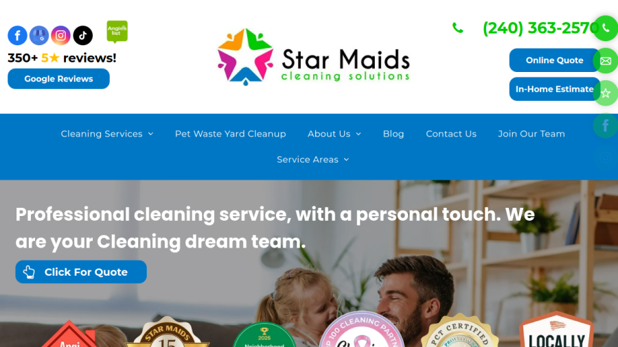 Screenshot of Star Maids Cleaning Solutions LLC website