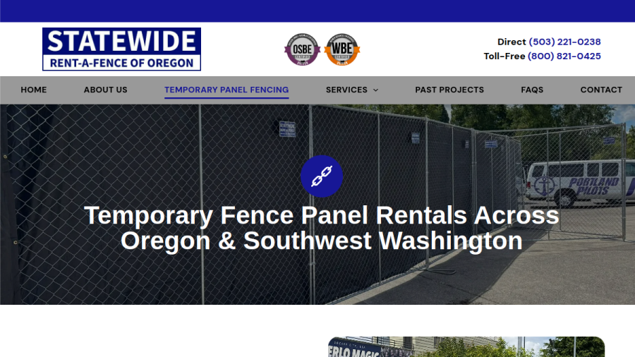 Statewide Rent-A-Fence Of Oregon Inc. website